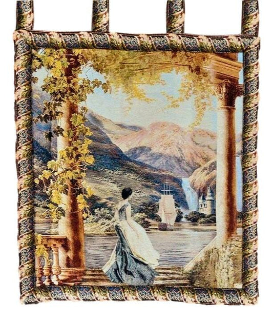 Tache Tapestry Faraway Longing Coastal Mountain Range Wall Hanging Artwork 28 x 31 (13606)