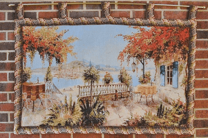 Tache Tapestry Summer Ocean View Coastal Table for Two Wall Hanging Art 28 x 47 (13571B)