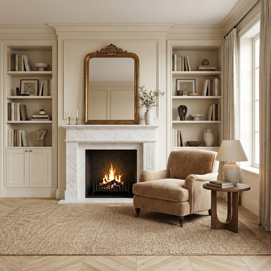 Carrara White Marble Fluted Fireplace Mantel Polished (L)70" (H)52" (D)7"