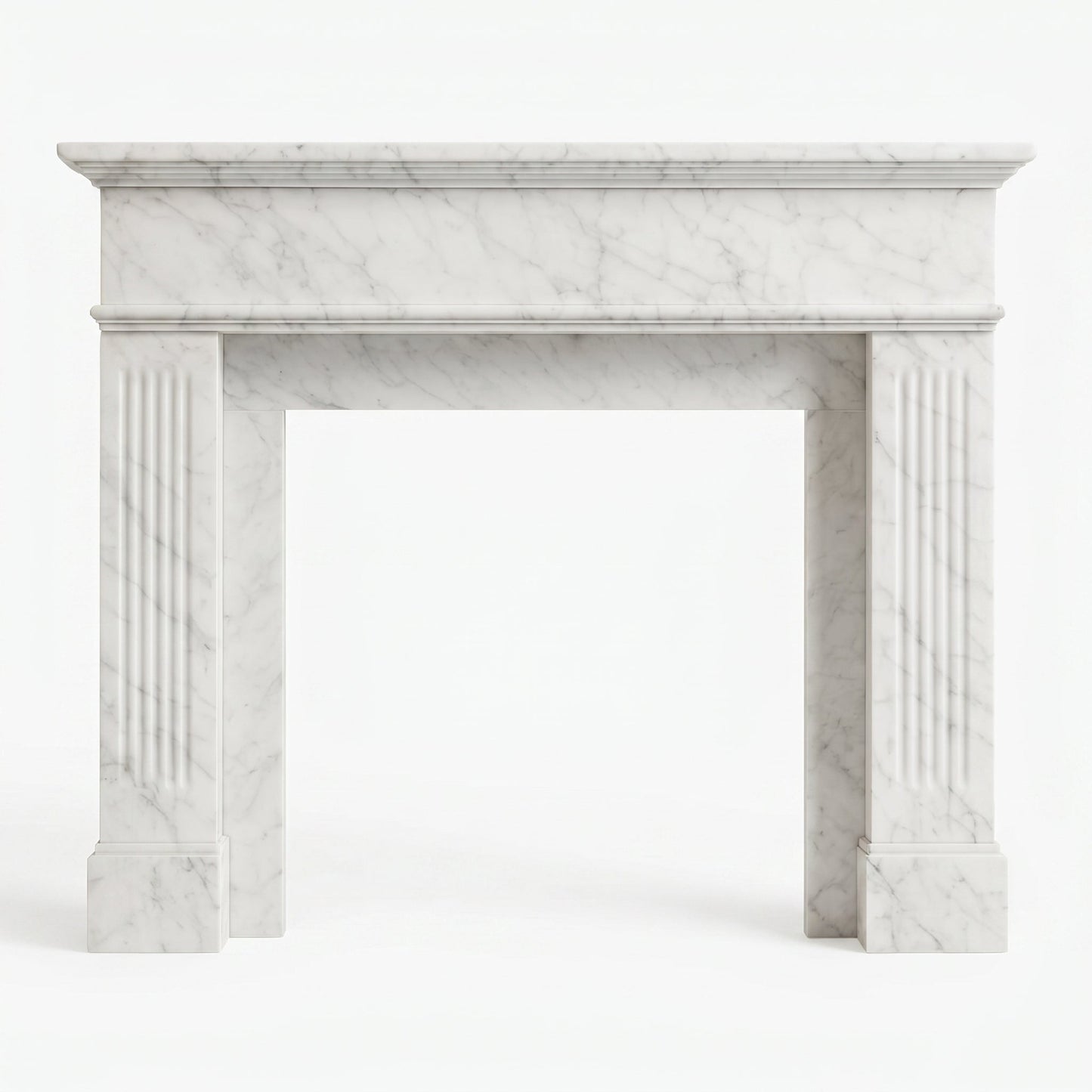 Carrara White Marble Fluted Fireplace Mantel Polished (L)70" (H)52" (D)7"