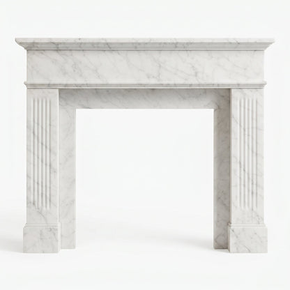 Carrara White Marble Fluted Fireplace Mantel Polished (L)70" (H)52" (D)7"