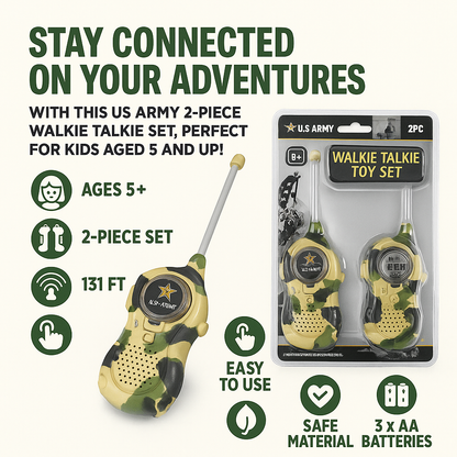 US Army 2 Pc Walkie Talkie Set