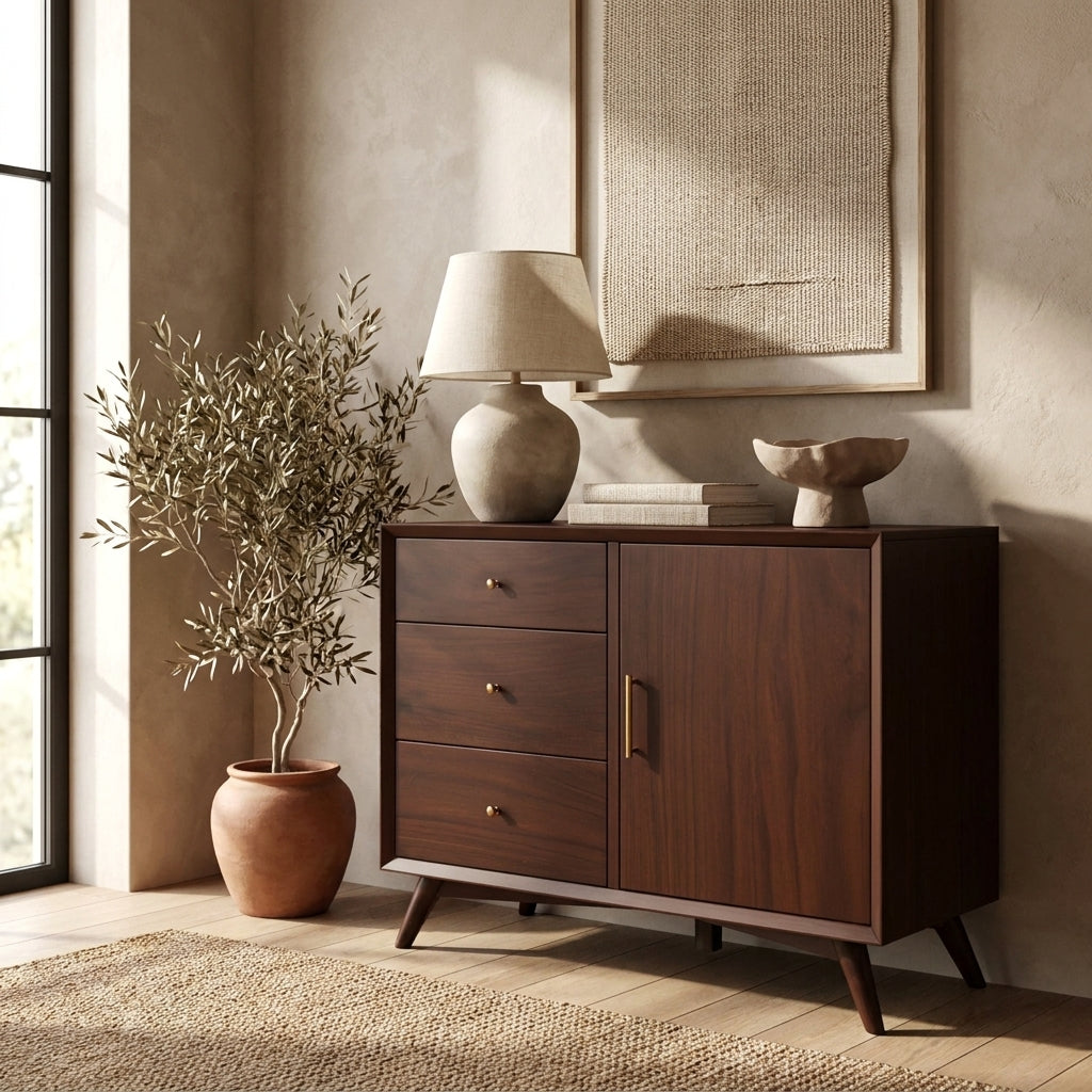 Walnut Flynn Accent Cabinet for Versatile Storage