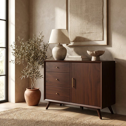 Walnut Flynn Accent Cabinet for Versatile Storage