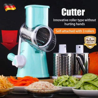 Slicing Grater Manual Rotary Food Processor - Stainless Steel Multifunctional Blender, Potato Slice Chopper, Kitchen Gadgets