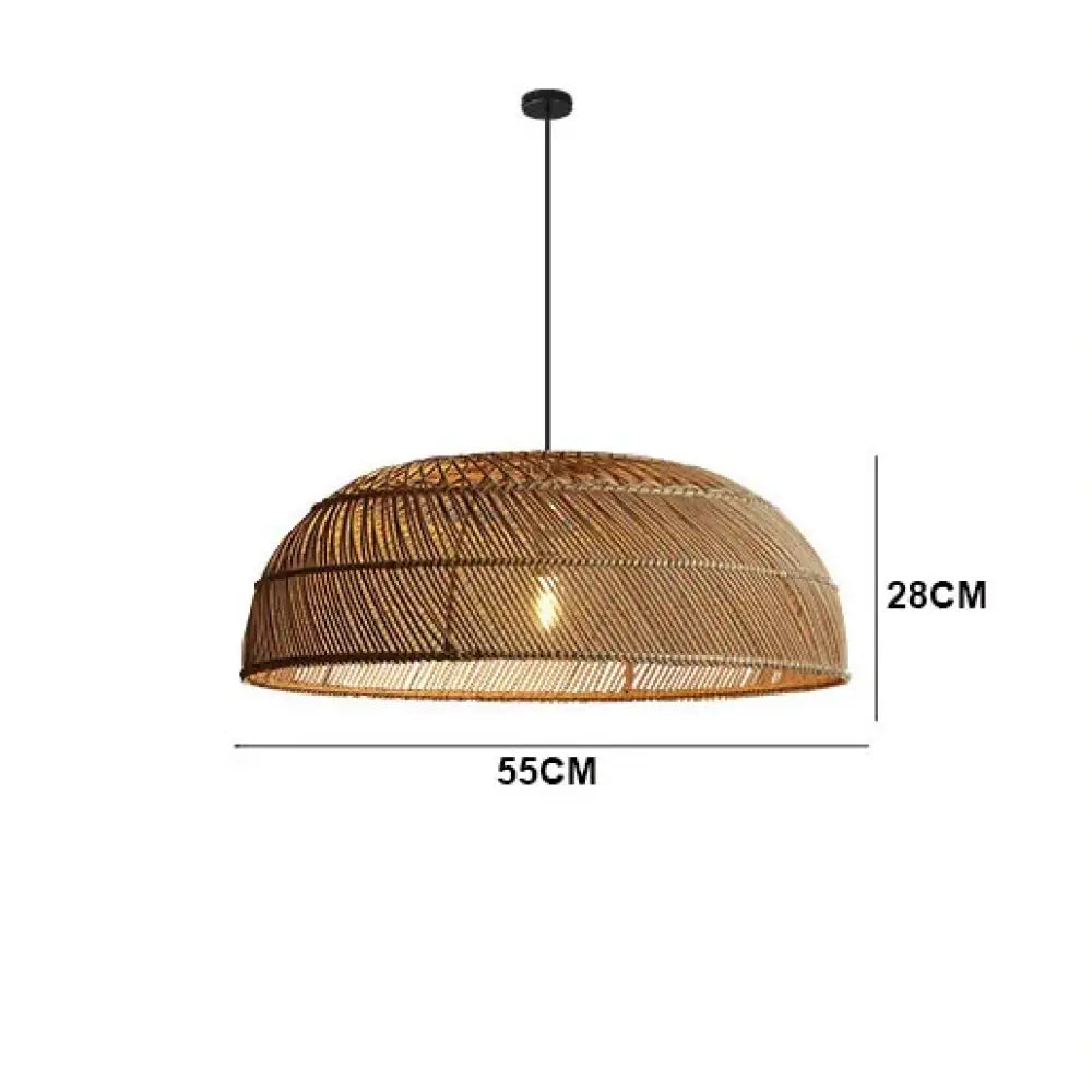 Chinoiserie Flat Rattan Pendant Light - Modern Handmade Creative Pattern Lamp for Living Rooms, Bedrooms, and Dining Room Table Chandeliers