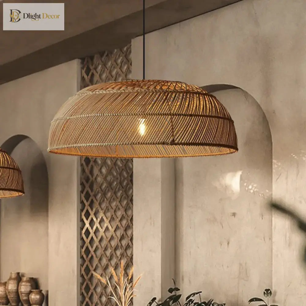 Chinoiserie Rattan Pendant Light | Dining Room Lighting