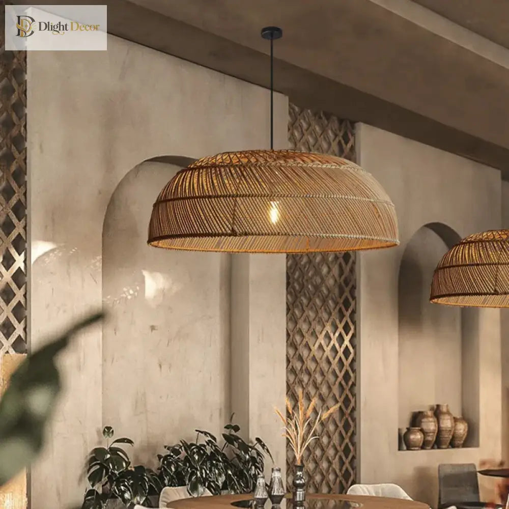 Chinoiserie Rattan Pendant Light | Dining Room Lighting