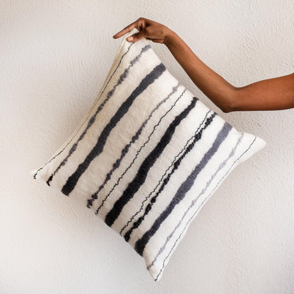 Felted Wool Chunky Stripe Pillow