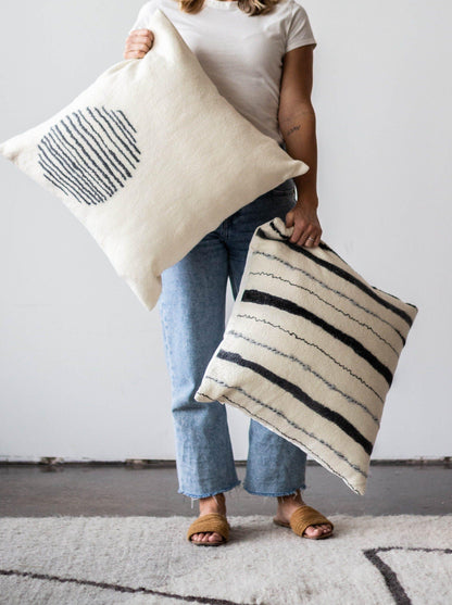 Felted Wool Chunky Stripe Pillow