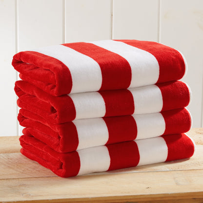 Cotton Velour Cabana Stripe Beach Towel - Novia Collection.