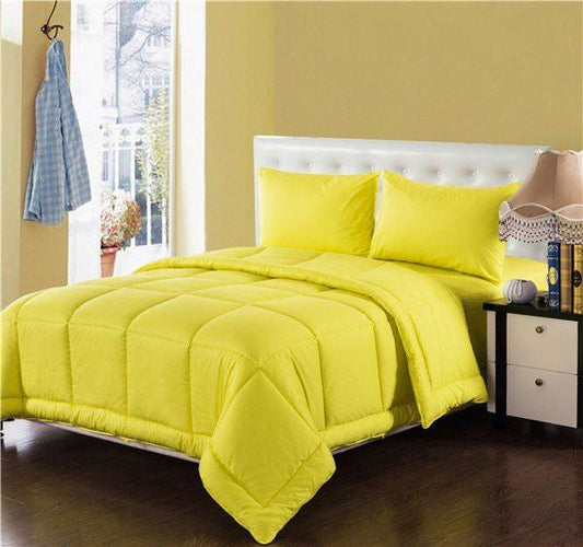 Cotton Baffle Box Stitched Comforter Set, Sunny Yellow