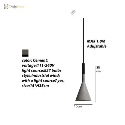 Nordic Concrete LED Pendant Light in Cement for Dining Room