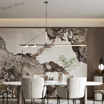 Contemporary LED Pendant Lights - Elegant Black Chandelier for Living, Dining, and Kitchen Tables