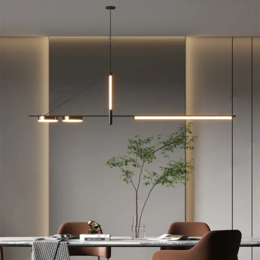 Contemporary LED Pendant Lights - Elegant Black Chandelier for Living, Dining, and Kitchen Tables