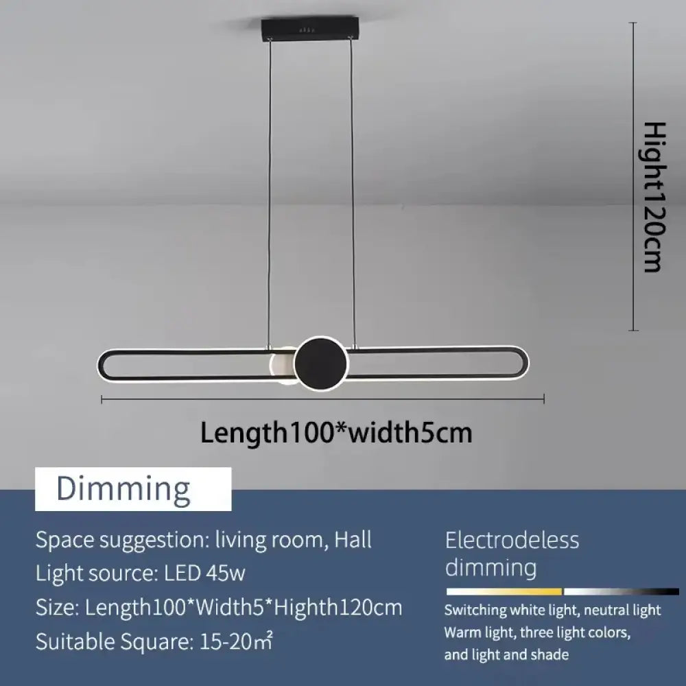 Contemporary LED Strip Pendant Lights - Minimalistic Lighting for Dining Tables, Living Rooms, Kitchens, and Bedrooms with Remote Dimming