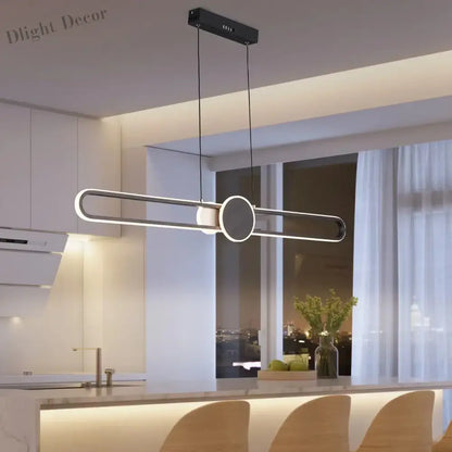 Contemporary LED Strip Pendant Lights - Minimalistic Lighting for Dining Tables, Living Rooms, Kitchens, and Bedrooms with Remote Dimming