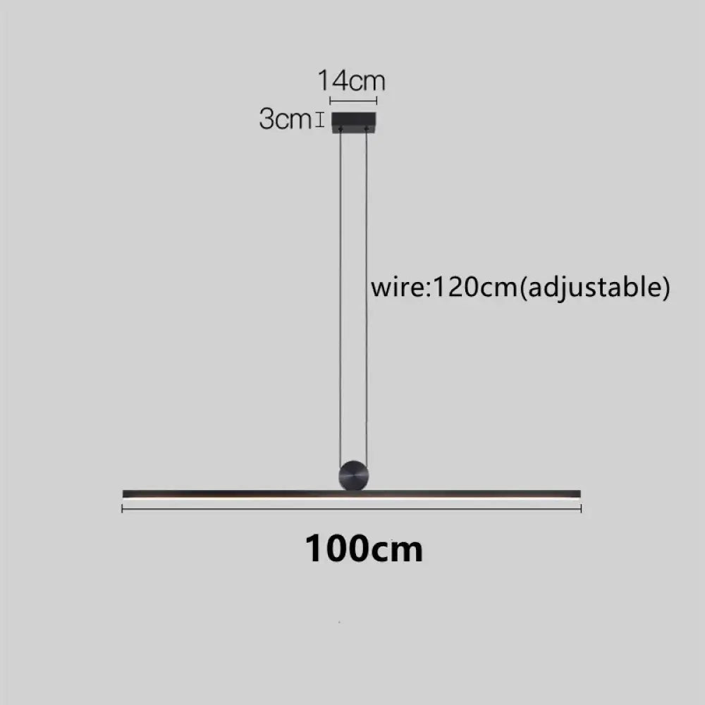 Contemporary LED Strip Pendant Lights - Stylish Black Chandelier for Living, Dining Room, and Kitchen Decor