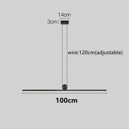 Contemporary LED Strip Pendant Lights - Stylish Black Chandelier for Living, Dining Room, and Kitchen Decor