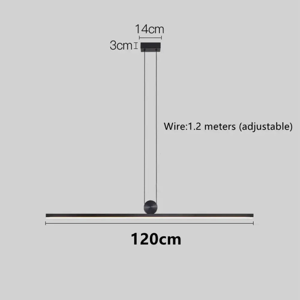 Contemporary LED Strip Pendant Lights - Stylish Black Chandelier for Living, Dining Room, and Kitchen Decor