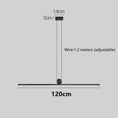 Contemporary LED Strip Pendant Lights - Stylish Black Chandelier for Living, Dining Room, and Kitchen Decor