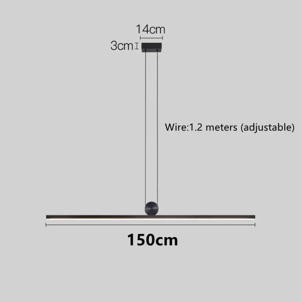 Contemporary LED Strip Pendant Lights - Stylish Black Chandelier for Living, Dining Room, and Kitchen Decor