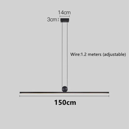 Contemporary LED Strip Pendant Lights - Stylish Black Chandelier for Living, Dining Room, and Kitchen Decor