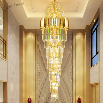 Crystal Stair Chandeliers - Elegant Indoor Lighting for Living Rooms, Staircases, and Loft Spaces