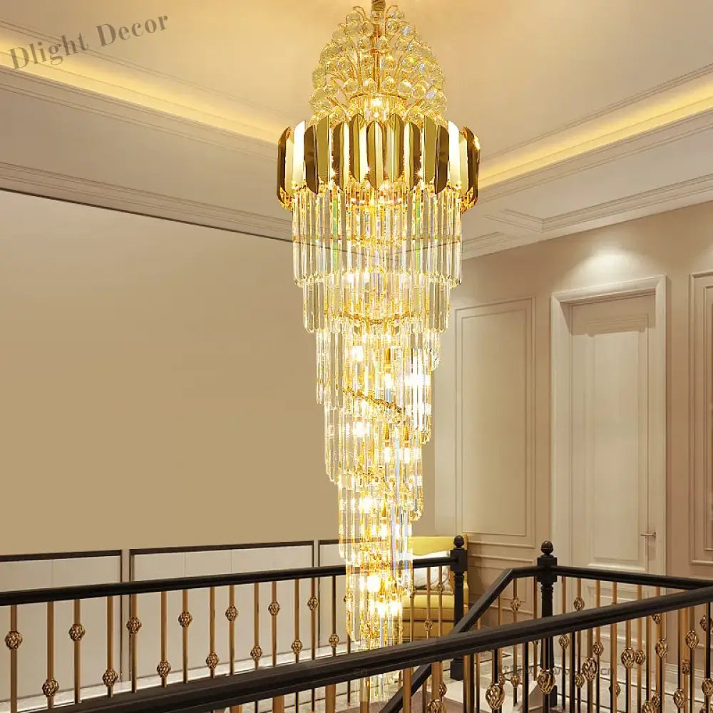 Crystal Stair Chandeliers - Elegant Indoor Lighting for Living Rooms, Staircases, and Loft Spaces