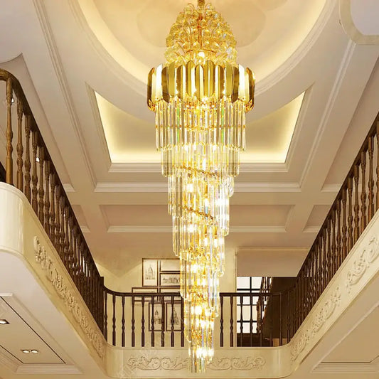 Crystal Stair Chandeliers - Elegant Indoor Lighting for Living Rooms, Staircases, and Loft Spaces