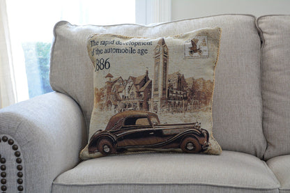 Tache Drive Benz into Town Big Ben London Postcard Vintage Throw Pillow Cover (16543)