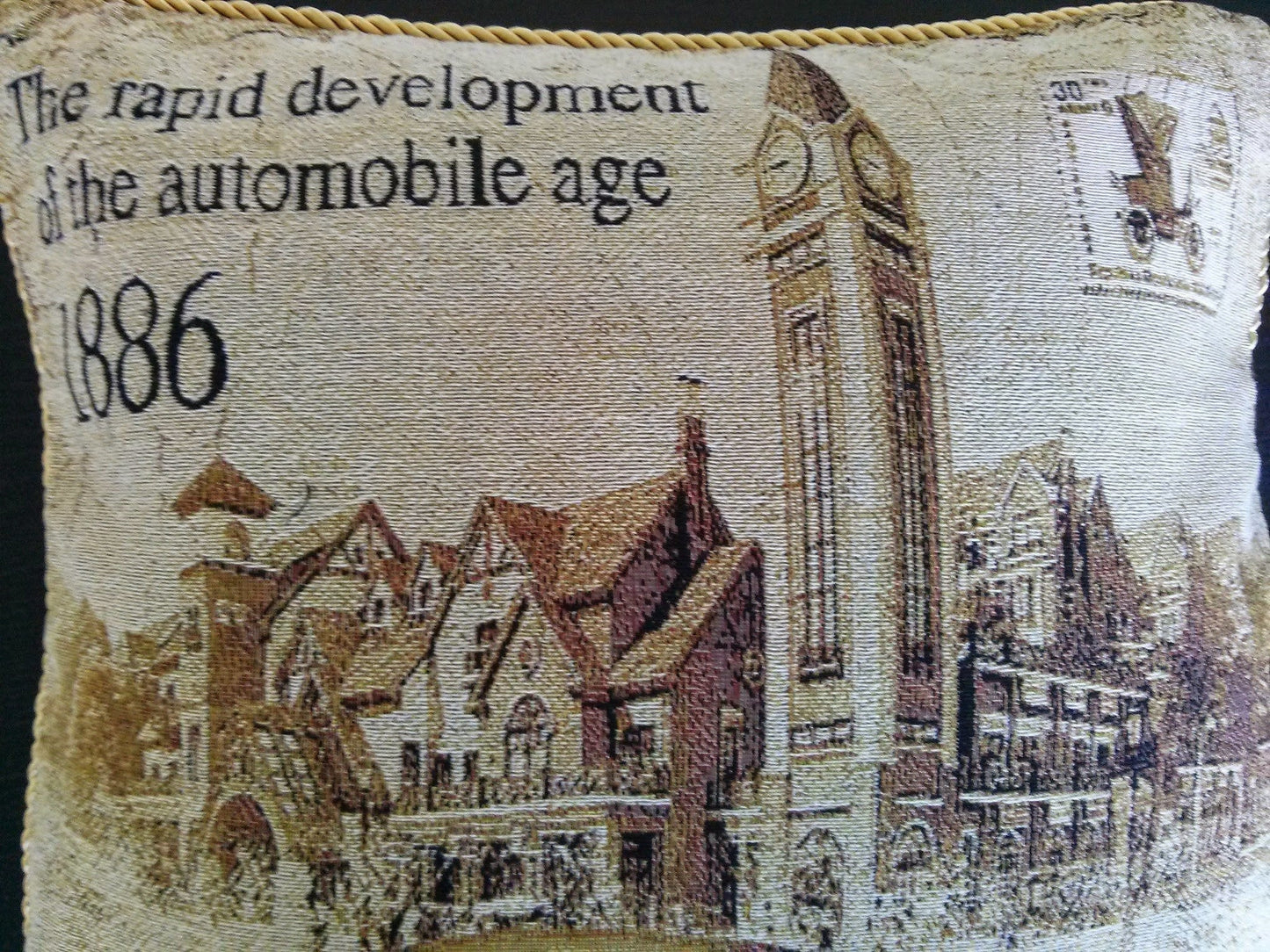 Tache Drive Benz into Town Big Ben London Postcard Vintage Throw Pillow Cover (16543)