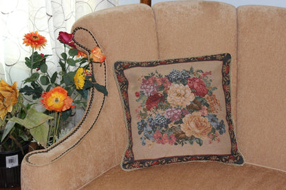 Tache 18 x 18 Inch Colorful Country Rustic Floral Morning Awakening Tapestry Throw Pillow Cover (3089B)
