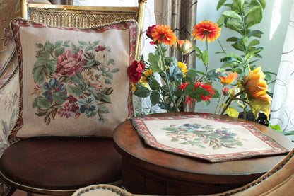 Tache 18 Inch Floral Red Yuletide Blooms Tapestry Throw Pillow Cover (5598)