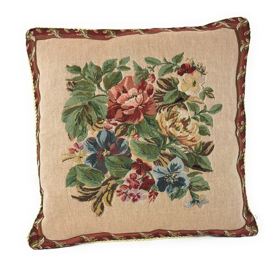 Tache 18 Inch Floral Red Yuletide Blooms Tapestry Throw Pillow Cover (5598)