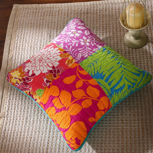 Cotton Patchwork Floral Cushion Covers, Set of Two 18x18