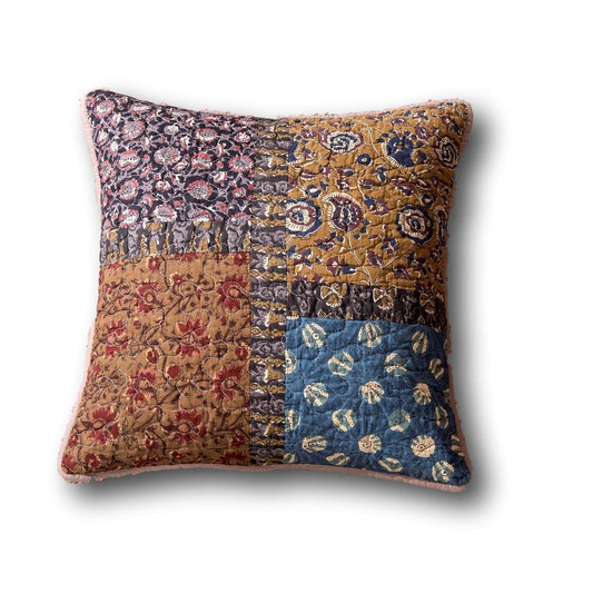 Quilted Patchwork Floral Cushion Covers, 18x18 Inch Set