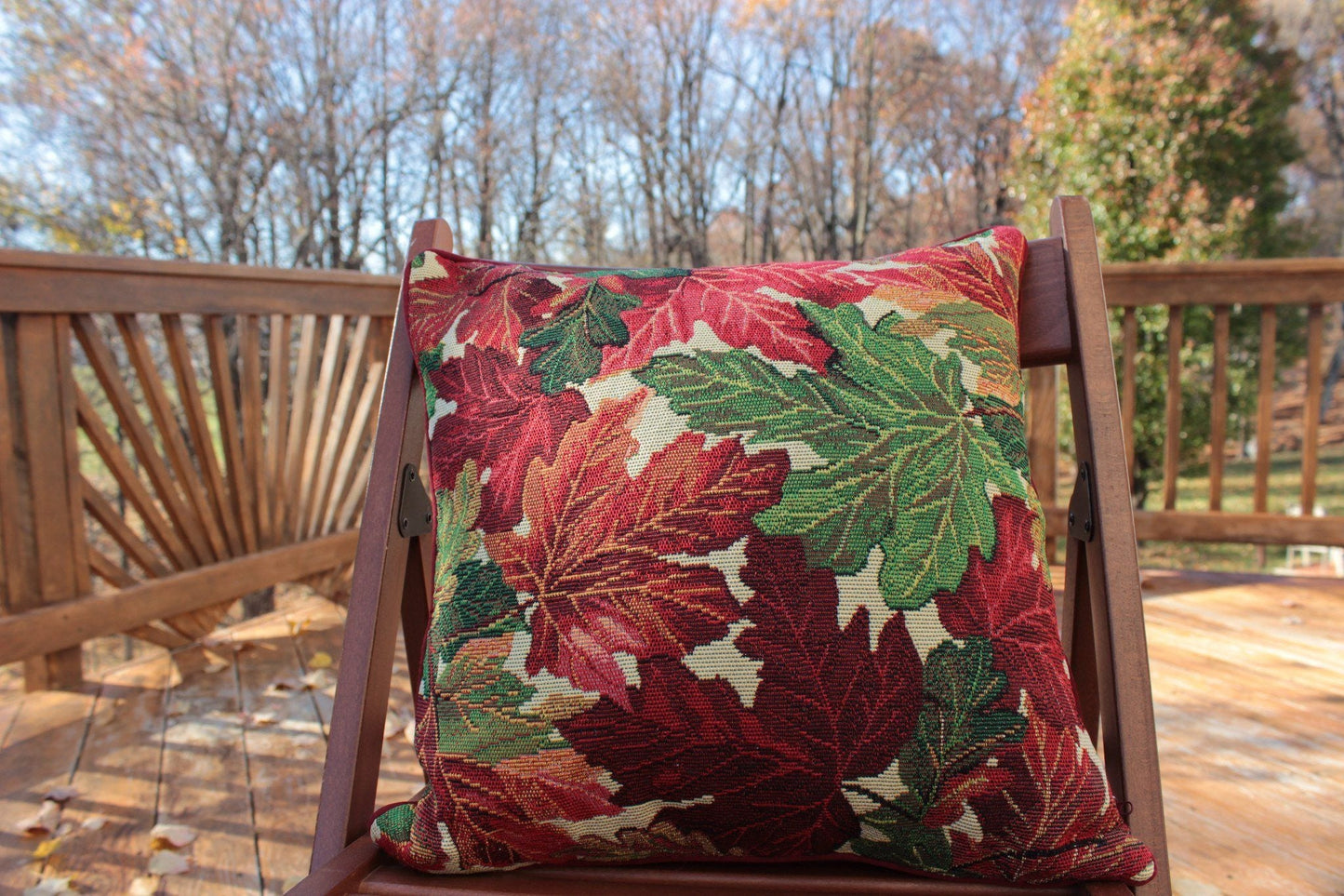 Tache Warm Colorful Thanksgiving Leaves Fall Foliage Throw Pillow Cover (FF11516CC)
