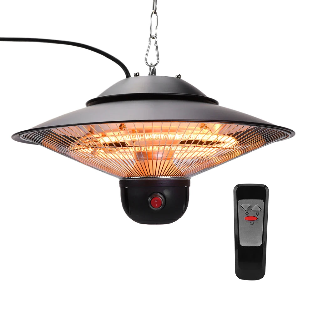 1500W Ceiling Mounted Electric Patio Heater with Remote Control, LED Light, Indoor/Outdoor Space-Saving Design, Energy Efficient