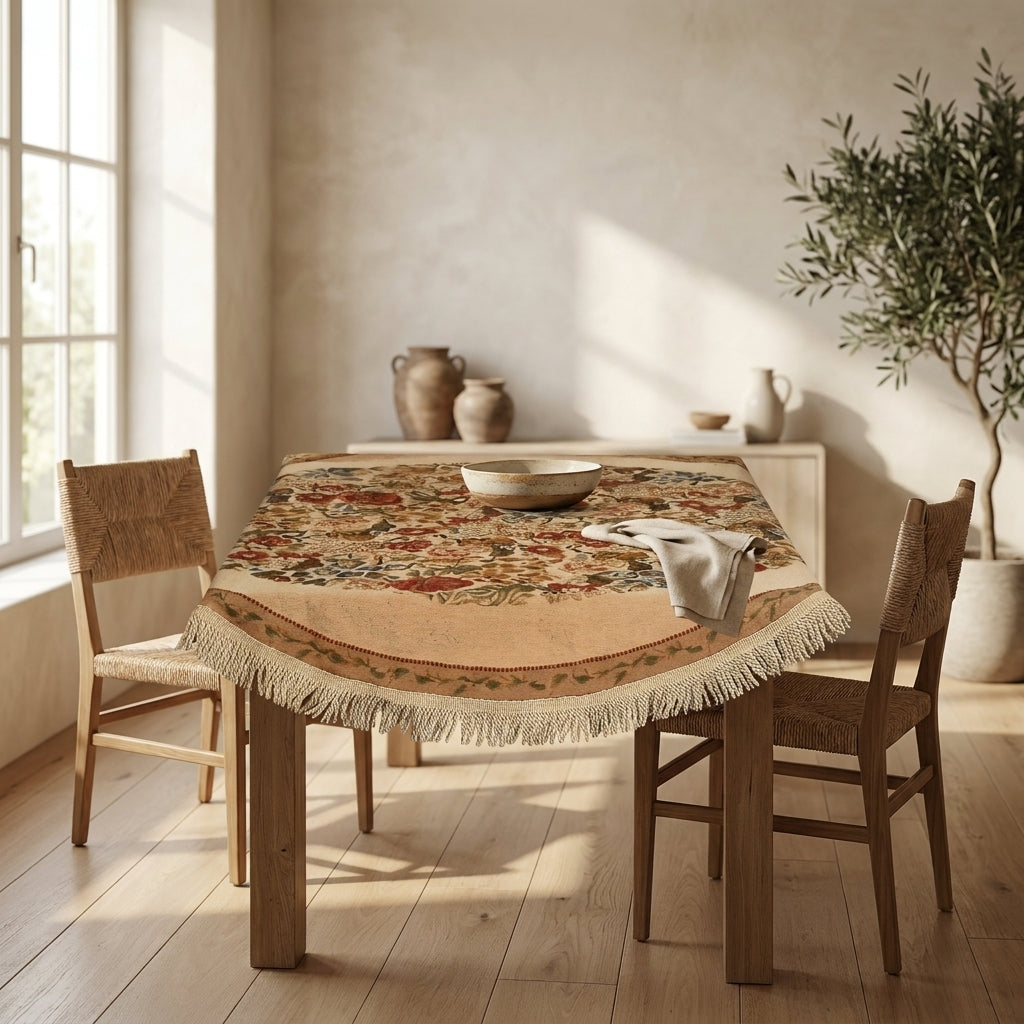 Cotton-Polyester Woven Floral Morning Meadow Tablecloth