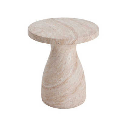 Lightweight Travertine Side Table with Weatherproof Finish – Black or Beige