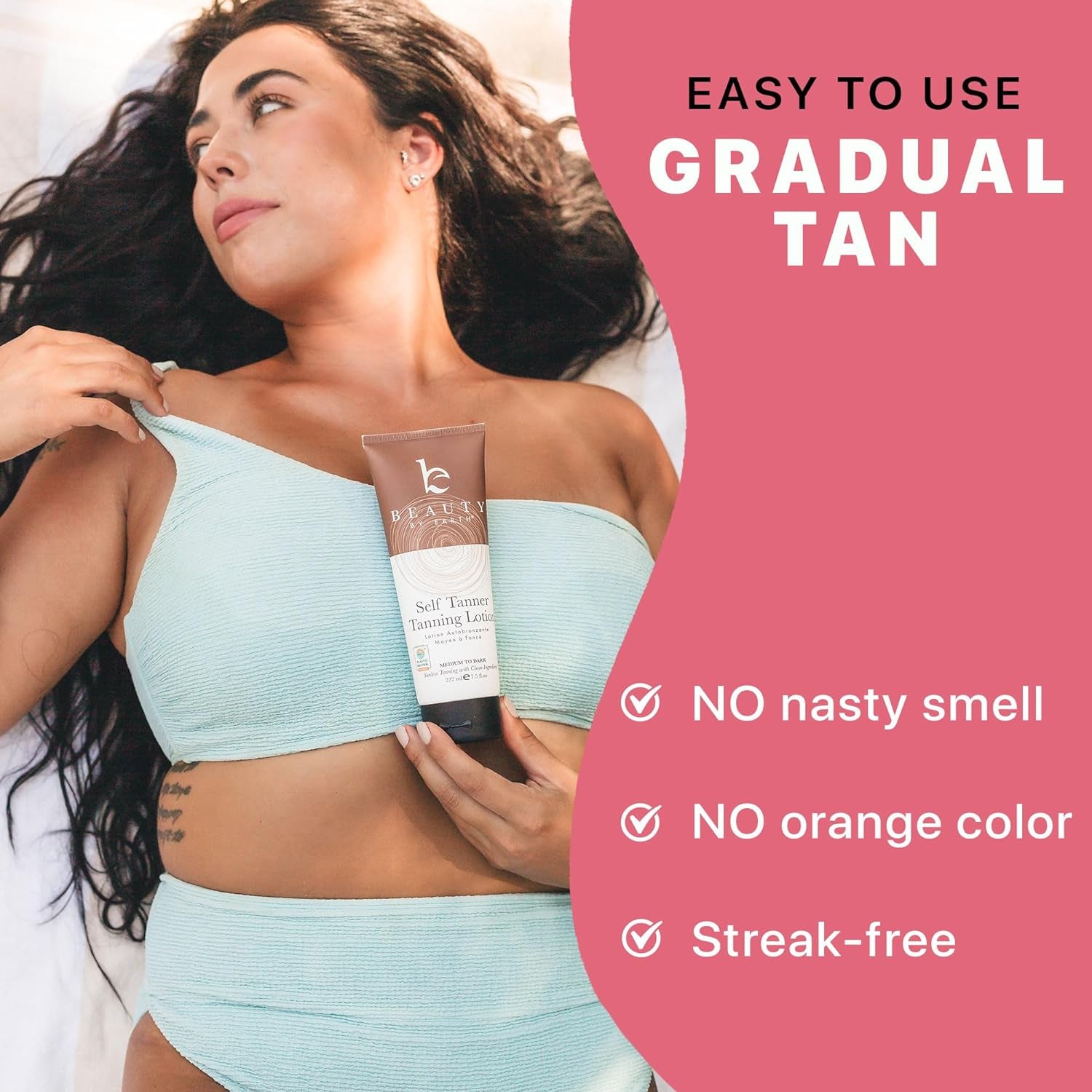 Self Tanner - USA Made with Natural & Organic Ingredients, Moisturizing Self Tanning Lotion with Aloe Vera & Coconut for a Natural Glow, Streak-Free Fake Tan, Medium to Dark