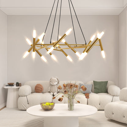 Golden Modern Chandelier Light Fixture with Branch Design - Gold