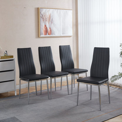 Minimalist Design Dining Chair Set of 4 with Metal Frame - Black or White