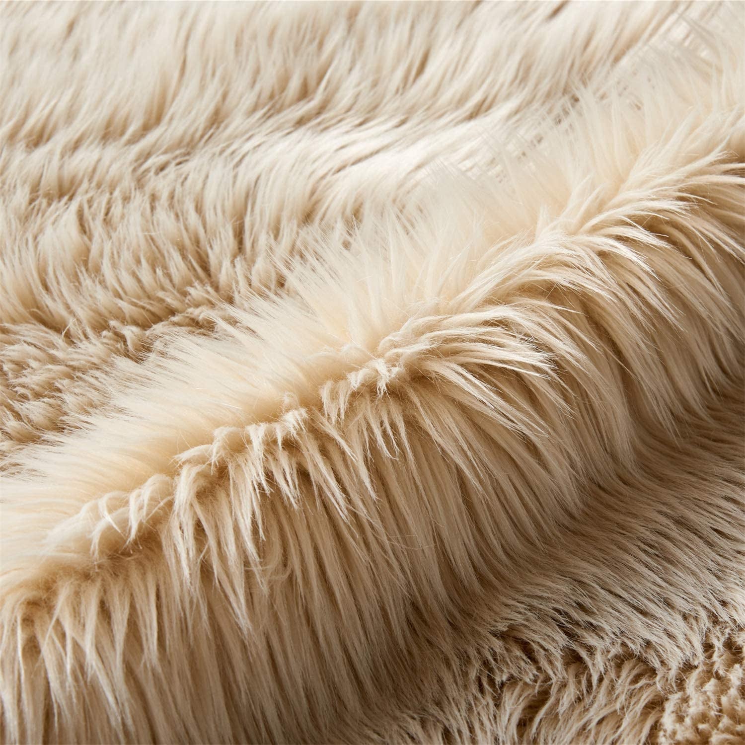 Ultra Soft Faux Fur Sheepskin Area Rug, Beige - 2x6 Ft, Fluffy Shaggy Rug for Bedroom, Living Room, Sofa, Floor