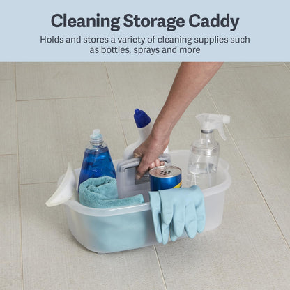 Plastic Multipurpose Cleaning Storage Caddy with Handle, 1.5-Gallon, Clear