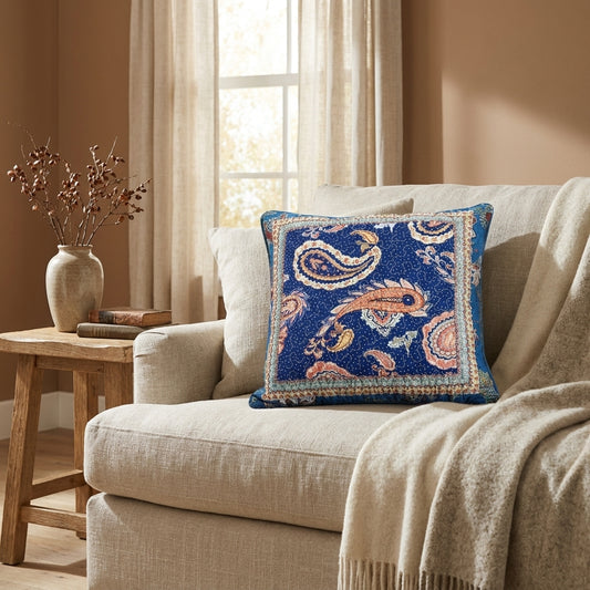 Cotton Patchwork Paisley Euro Sham for Bohemian Bedding