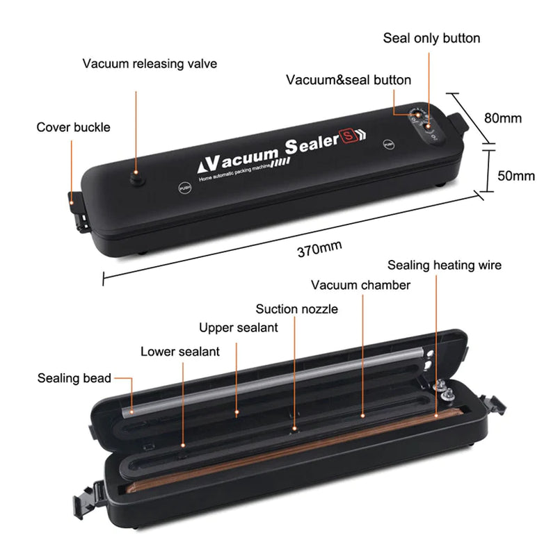 Vacuum Sealer Machine Food Preservation Storage Saver Automatic with Seal Bag