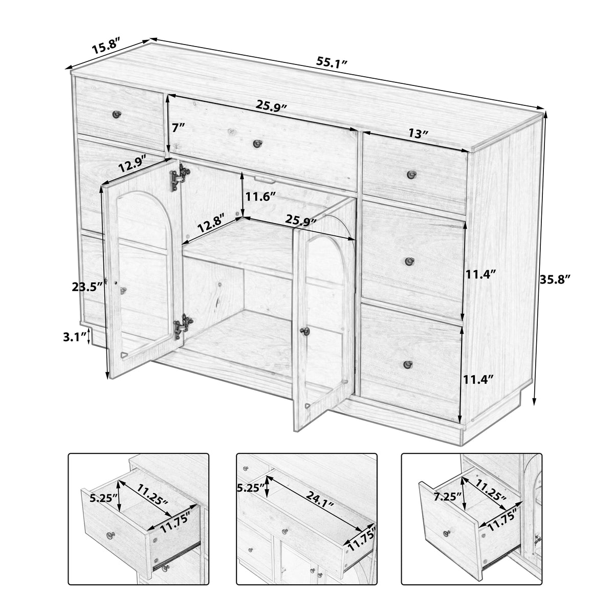 Cabinet with Storage for Living and Dining Room Entrance