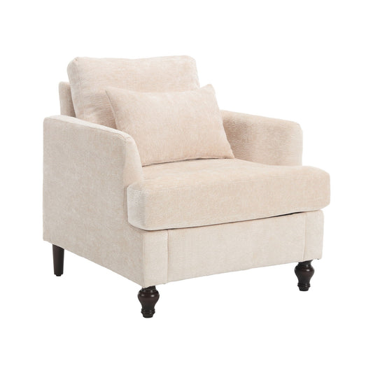 Modern Mid Century Wood Frame Armchair with Tufted Design - Multiple Colors